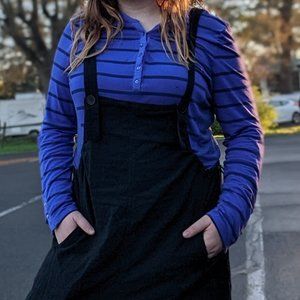 Striped, Black & Purple Blouse